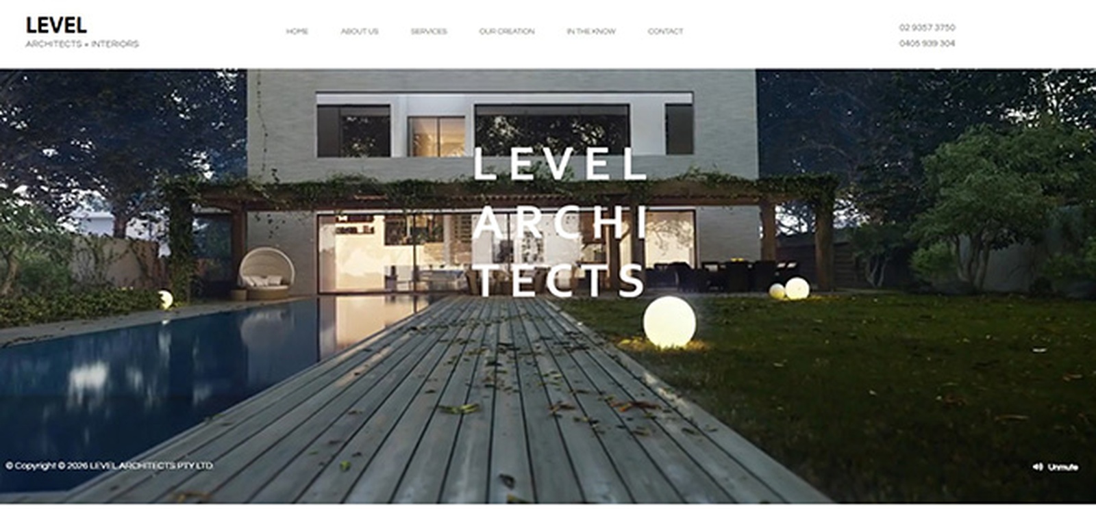 Portfolio website design for an architecture studio, shown on desktop