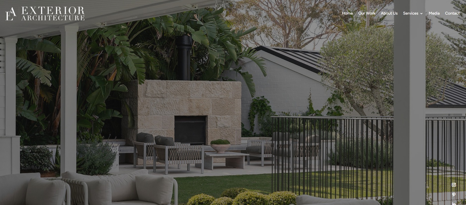 Website design for an outdoor living and landscaping business, shown on desktop
